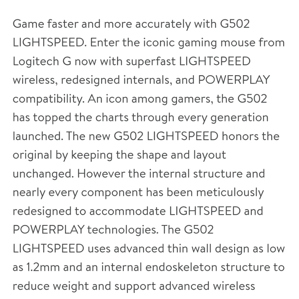 Logitech G502 Lightspeed Wireless Gaming Mouse *nib